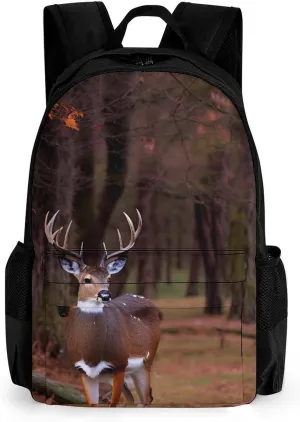 Polyester Daypack Backpack for Sports Travel Running - Big Capacity Anti-Theft Multipurpose Carry On Bag, Deer Art Laptop Book Bag Rucksack