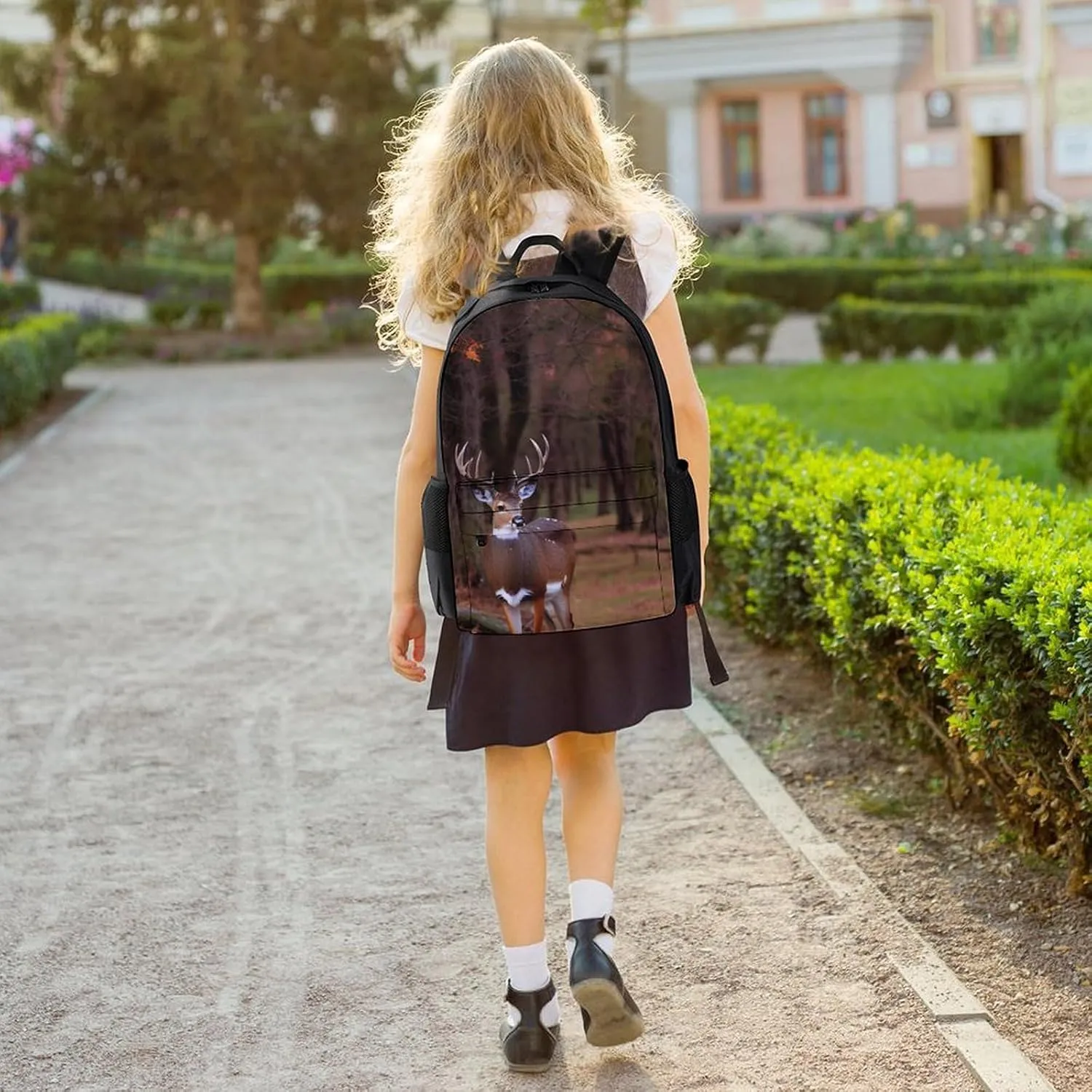 Polyester Daypack Backpack for Sports Travel Running - Big Capacity Anti-Theft Multipurpose Carry On Bag, Deer Art Laptop Book Bag Rucksack