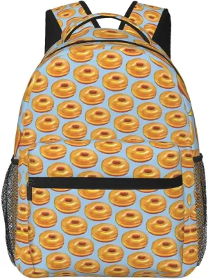 Polyester Daypack Backpack for Trekking Picnic Walking Cycling - Large Capacity Anti-Theft Multipurpose Shoulder Bag, Bagel Food Funny Pattern Casual Daypack