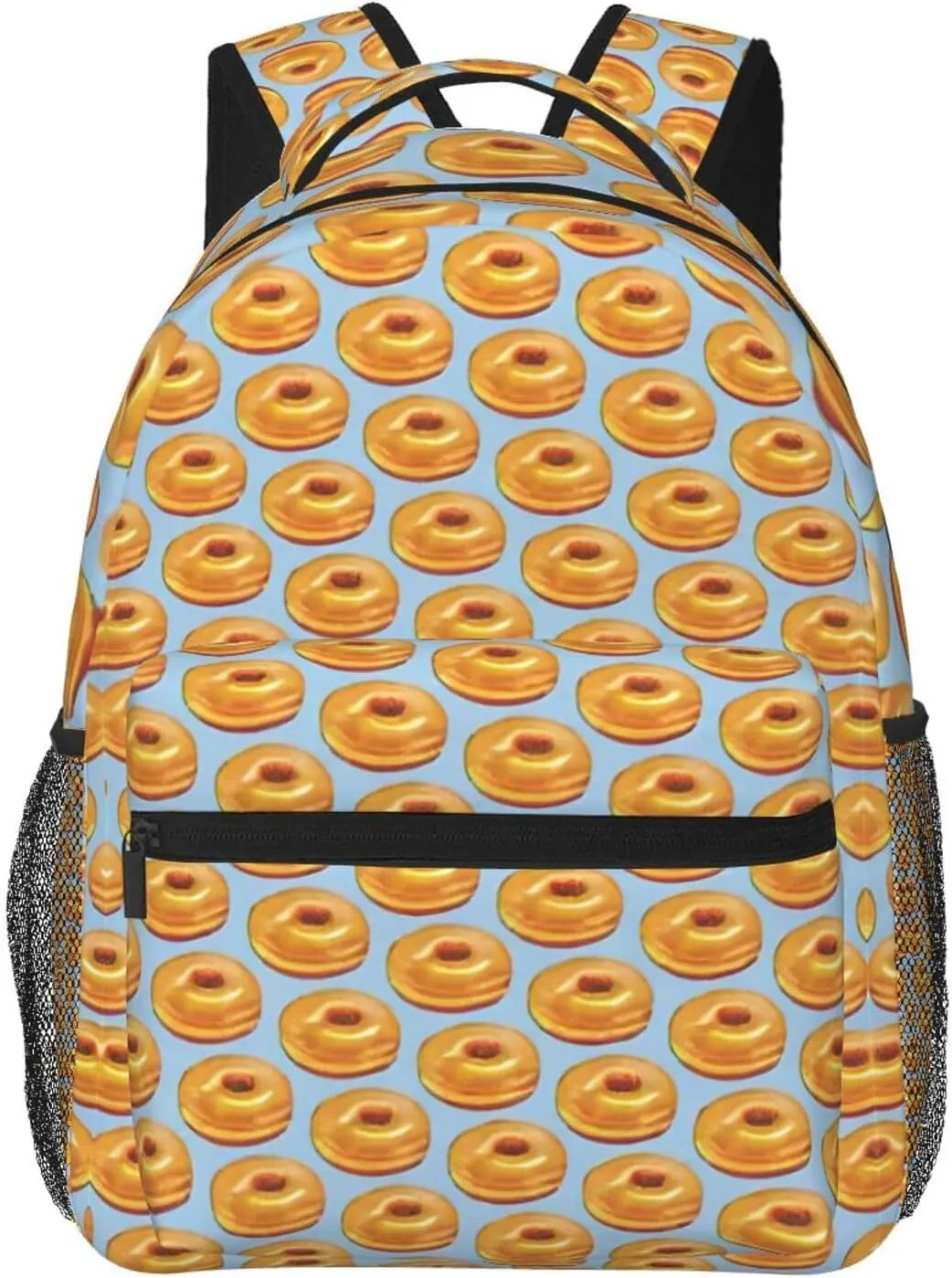 Polyester Daypack Backpack for Trekking Picnic Walking Cycling - Large Capacity Anti-Theft Multipurpose Shoulder Bag, Bagel Food Funny Pattern Casual Daypack