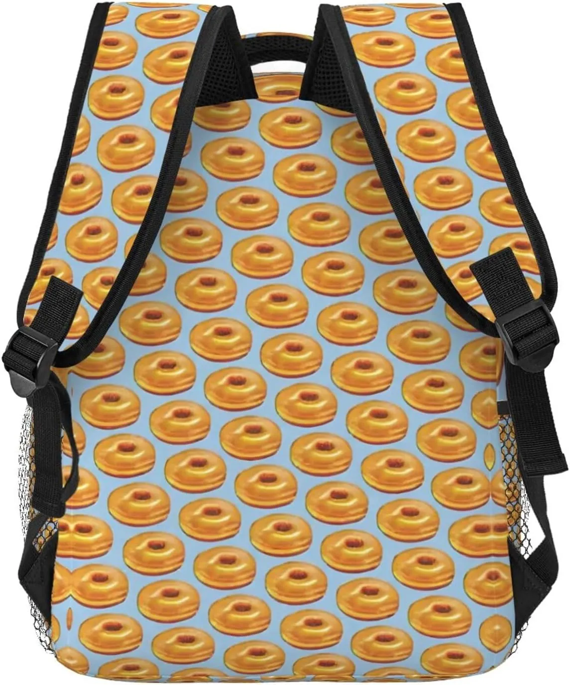 Polyester Daypack Backpack for Trekking Picnic Walking Cycling - Large Capacity Anti-Theft Multipurpose Shoulder Bag, Bagel Food Funny Pattern Casual Daypack