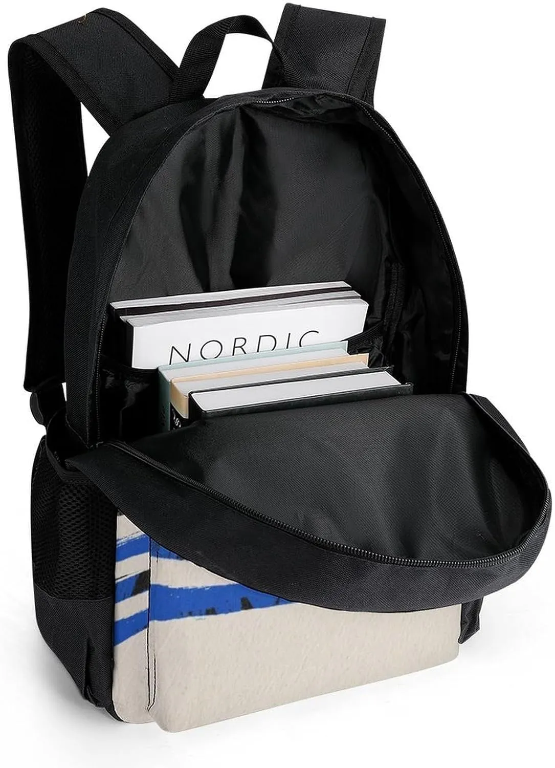 Polyester Daypack Backpack for Trekking Picnic Walking Cycling - Large Capacity Anti-Theft Multipurpose Shoulder Bag, Thin Blue Line American Flag Art Casual Daypack