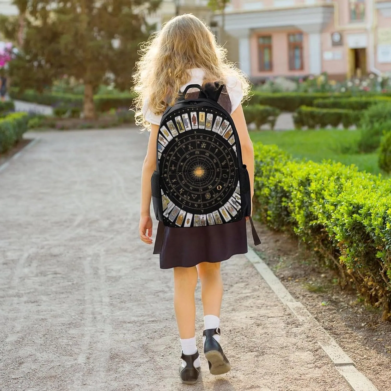 Polyester Daypack Bookbag for Gym Business Bicycle - Large Capacity Multipurpose Anti-Theft Carry On Bag, Astrology Tarot Original Art Travel Hiking Daypack