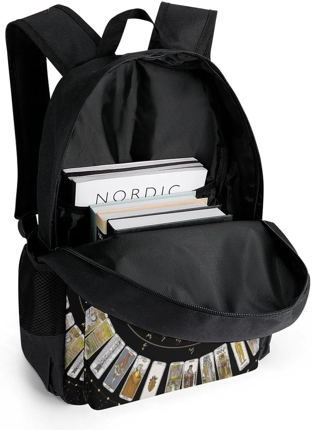 Polyester Daypack Bookbag for Gym Business Bicycle - Large Capacity Multipurpose Anti-Theft Carry On Bag, Astrology Tarot Original Art Travel Hiking Daypack