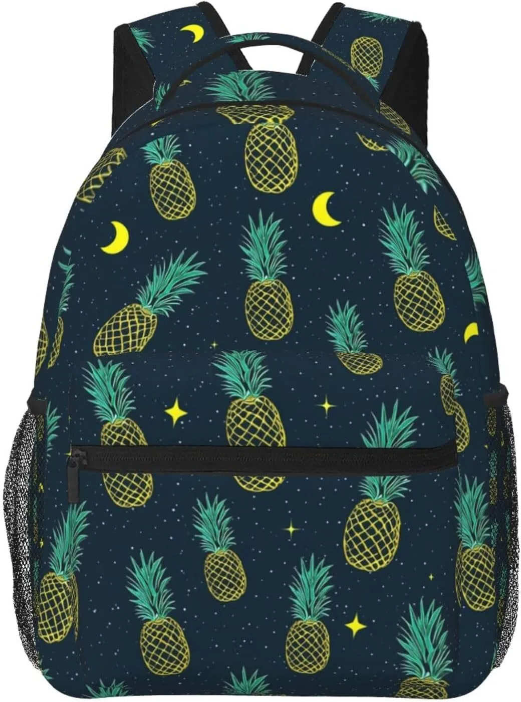 Polyester Daypack Bookbag for Gym Business Bicycle - Large Capacity Multipurpose Anti-Theft Carry On Bag, Pineapple Moon Stars Art Travel Hiking Daypack