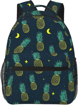 Polyester Daypack Bookbag for Gym Business Bicycle - Large Capacity Multipurpose Anti-Theft Carry On Bag, Pineapple Moon Stars Art Travel Hiking Daypack