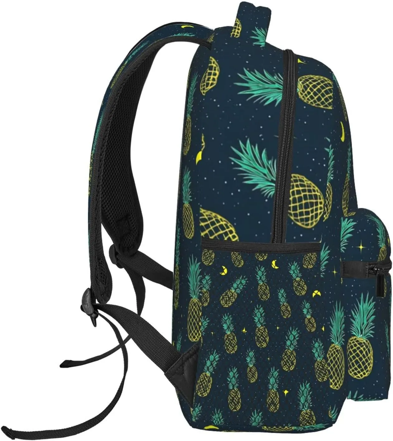 Polyester Daypack Bookbag for Gym Business Bicycle - Large Capacity Multipurpose Anti-Theft Carry On Bag, Pineapple Moon Stars Art Travel Hiking Daypack