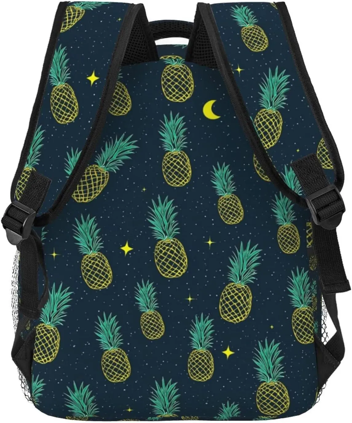 Polyester Daypack Bookbag for Gym Business Bicycle - Large Capacity Multipurpose Anti-Theft Carry On Bag, Pineapple Moon Stars Art Travel Hiking Daypack