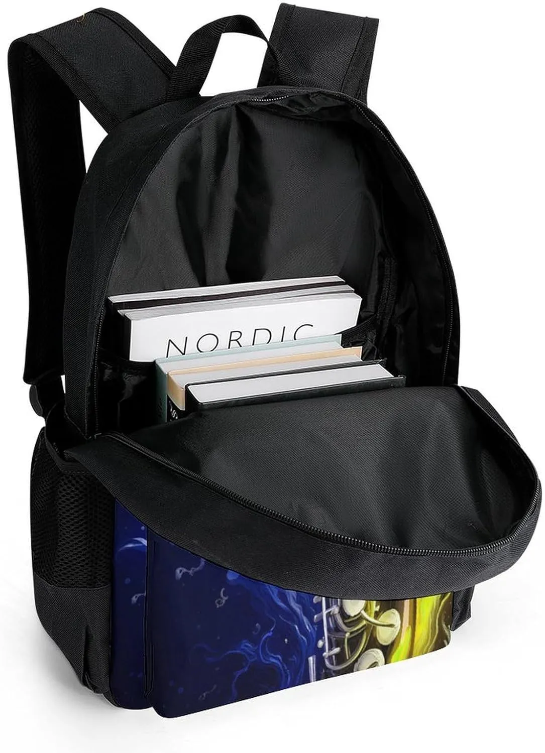 Polyester Daypack for Camping Travel Walking Cycling - Big Capacity Anti-Theft Multipurpose Bookbag, Saxophone In Fire And Water Art Camping Outdoor Backpack