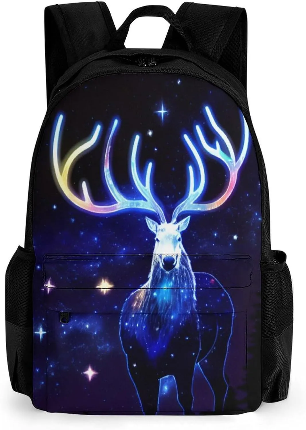 Polyester Daypack for Hiking Work Running - Big Capacity Anti-Theft Multipurpose Shoulder Bag, Galaxy Starry Sky Christmas Elk Moose Art Travel and Sport Backpack Rucksack