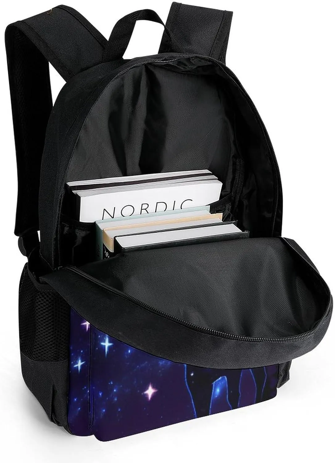 Polyester Daypack for Hiking Work Running - Big Capacity Anti-Theft Multipurpose Shoulder Bag, Galaxy Starry Sky Christmas Elk Moose Art Travel and Sport Backpack Rucksack