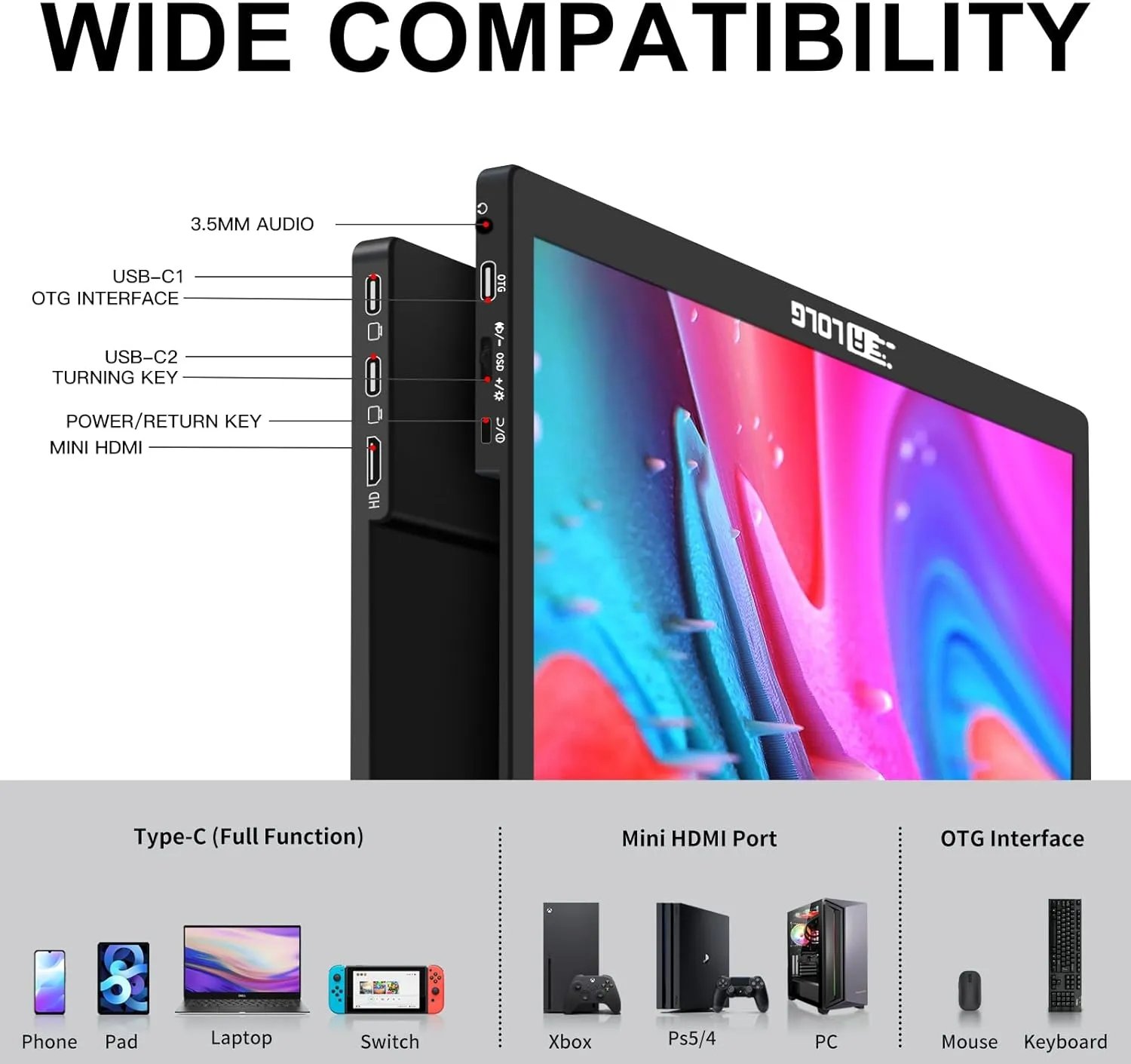 Portable Monitor 17.3 Inch with 144HZ FHD 1080P Display,USB-C and HDMI Inputs, Ultra-Slim IPS Panel with HDR and Premium Smart Cover & Speakers-Compatible with Laptop,PC,Phone,PS5,Switch
