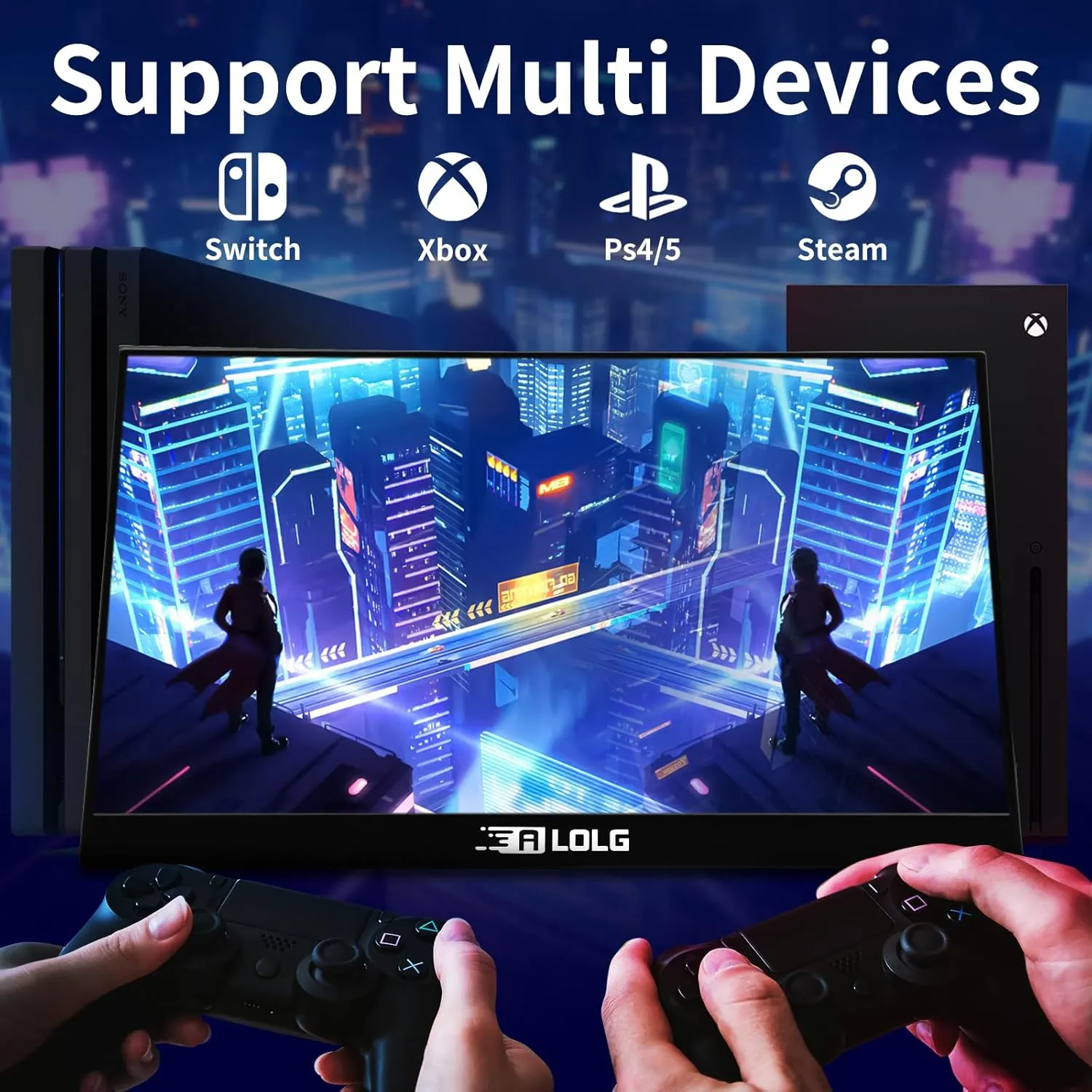 Portable Monitor 17.3 Inch with 144HZ FHD 1080P Display,USB-C and HDMI Inputs, Ultra-Slim IPS Panel with HDR and Premium Smart Cover & Speakers-Compatible with Laptop,PC,Phone,PS5,Switch