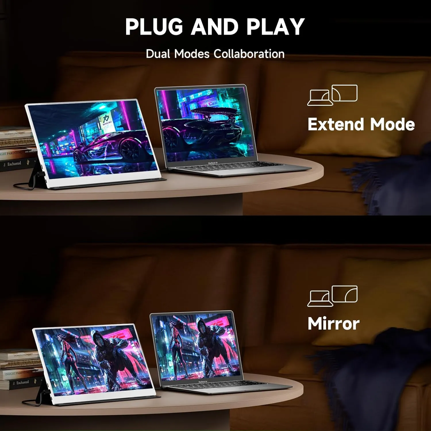 Portable Monitor for Laptop 15.6 Inch 1080P, USB/HDMI Computer Monitor, Gaming Travel Laptop Screen Extender Monitor Portable for PC/Mac/Phone/PS5/PS4/Xbox/Switch, IPS HDR Display with Smart Cover