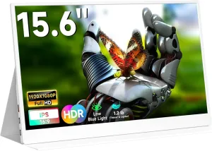 Portable Monitor for Laptop 15.6 Inch 1080P, USB/HDMI Computer Monitor, Gaming Travel Laptop Screen Extender Monitor Portable for PC/Mac/Phone/PS5/PS4/Xbox/Switch, IPS HDR Display with Smart Cover