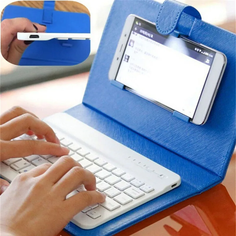 Portable PU Leather Wireless Keyboard Case for iPhone Protective Mobile Phone with Bluetooth Keyboard for iPhone 6 7 Smartphone red