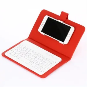 Portable PU Leather Wireless Keyboard Case for iPhone Protective Mobile Phone with Bluetooth Keyboard for iPhone 6 7 Smartphone red