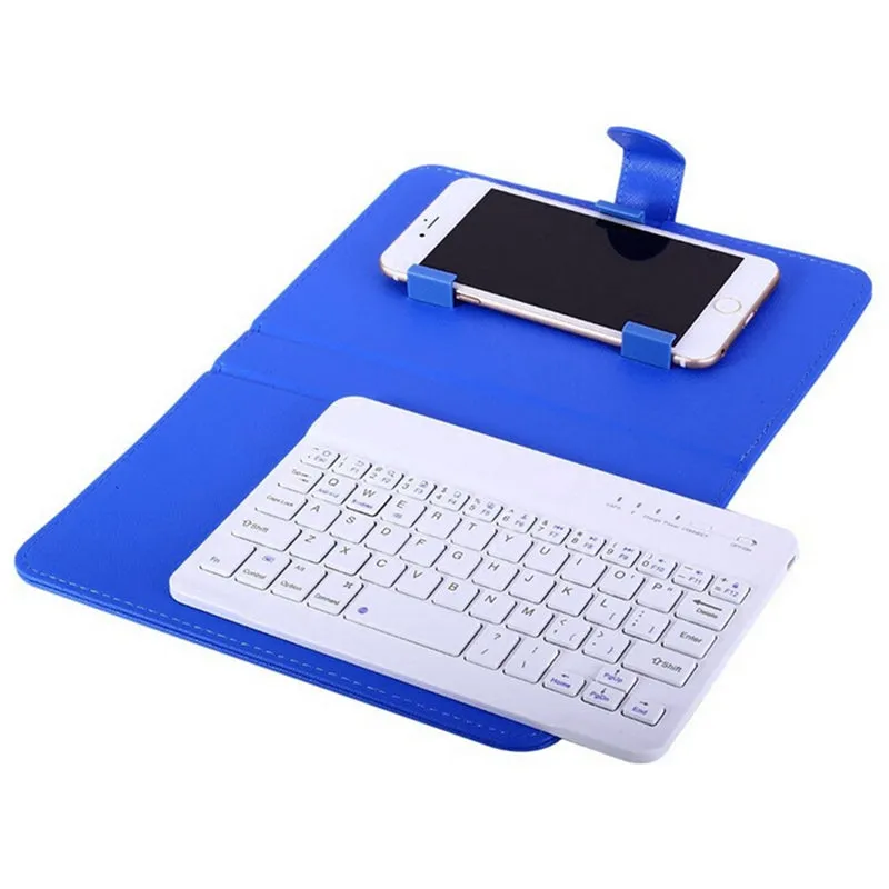 Portable PU Leather Wireless Keyboard Case for iPhone Protective Mobile Phone with Bluetooth Keyboard for iPhone 6 7 Smartphone white