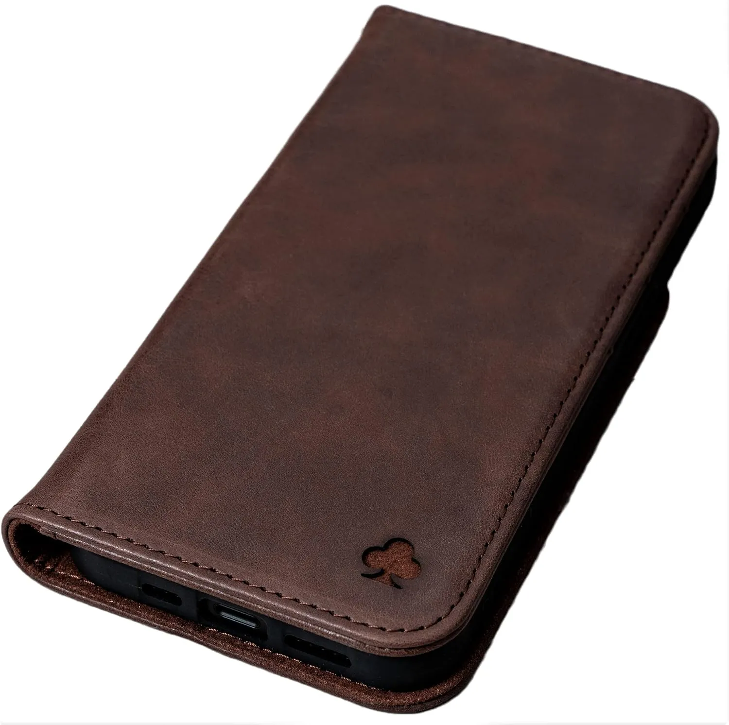 Porter Riley - Leather Case for iPhone 12 / iPhone 12 Pro (6.1"). Premium Genuine Leather Stand/Cover/Wallet/Flip Case (Chocolate Brown)