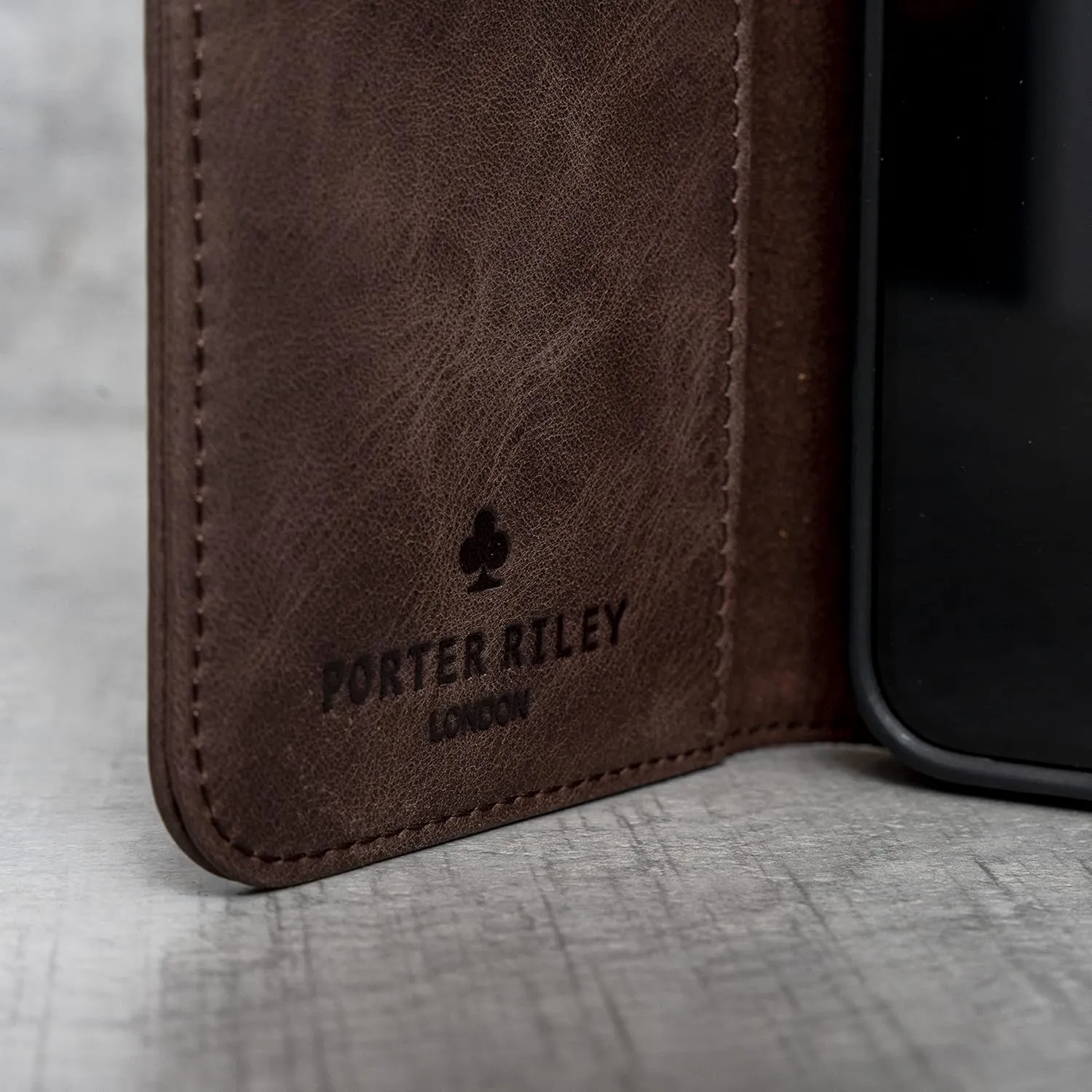 Porter Riley - Leather Case for iPhone 12 / iPhone 12 Pro (6.1"). Premium Genuine Leather Stand/Cover/Wallet/Flip Case (Chocolate Brown)