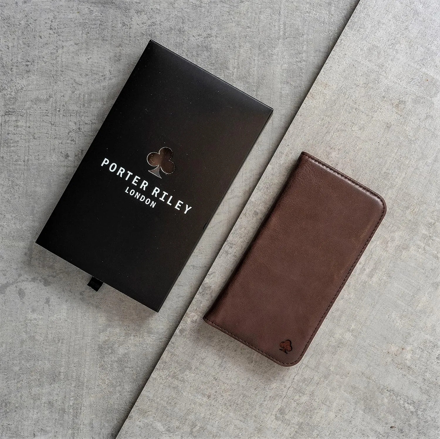 Porter Riley - Leather Case for iPhone 12 / iPhone 12 Pro (6.1"). Premium Genuine Leather Stand/Cover/Wallet/Flip Case (Chocolate Brown)