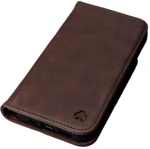 Porter Riley - Leather Case for iPhone 12 / iPhone 12 Pro (6.1"). Premium Genuine Leather Stand/Cover/Wallet/Flip Case (Chocolate Brown)