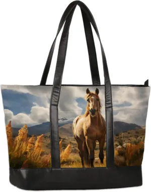 Prairie Horse Laptop Tote Bag for Women Lightweight Work Purse with Multiple Compartments Fits 13-15.6 Inch Laptop Tablet Shoulder Bag for Office Travel Daily Use