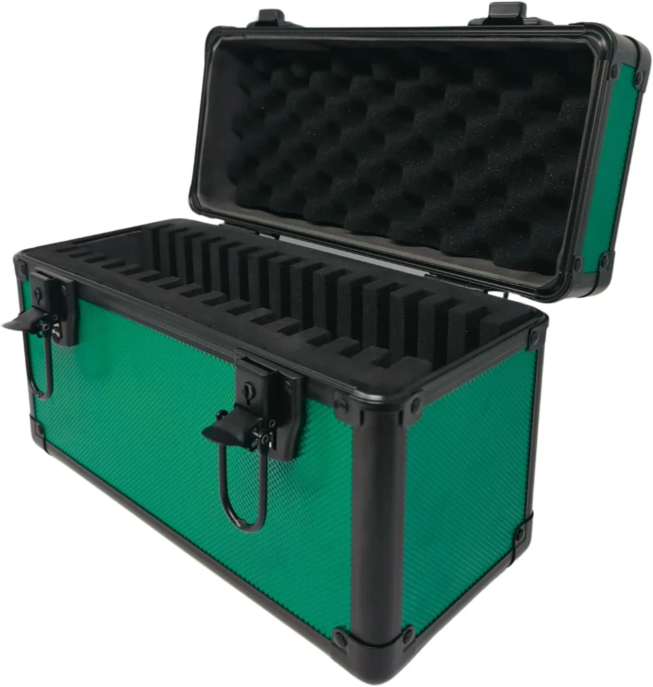 Precision Metal Slab Case – Holds 15 Graded Sports and Trading Cards – Durable Aluminum Storage Box for PSA, BGS, CGC Slabs – X-15 Green