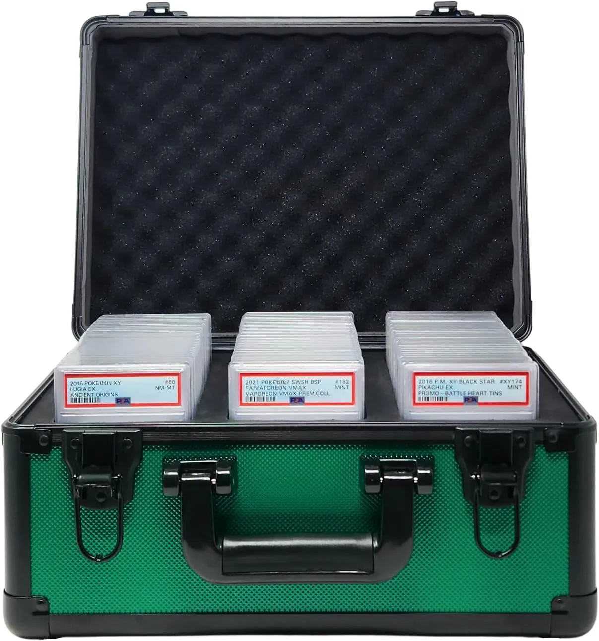 Precision Metal Slab Case – Holds 99 Graded Sports and Trading Cards – Durable Aluminum Storage Box for PSA, BGS, CGC Slabs – XL-99 Green