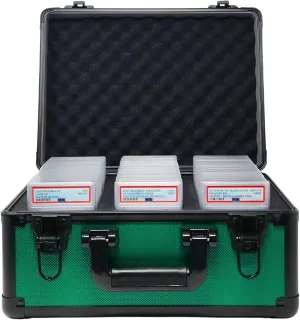 Precision Metal Slab Case – Holds 99 Graded Sports and Trading Cards – Durable Aluminum Storage Box for PSA, BGS, CGC Slabs – XL-99 Green