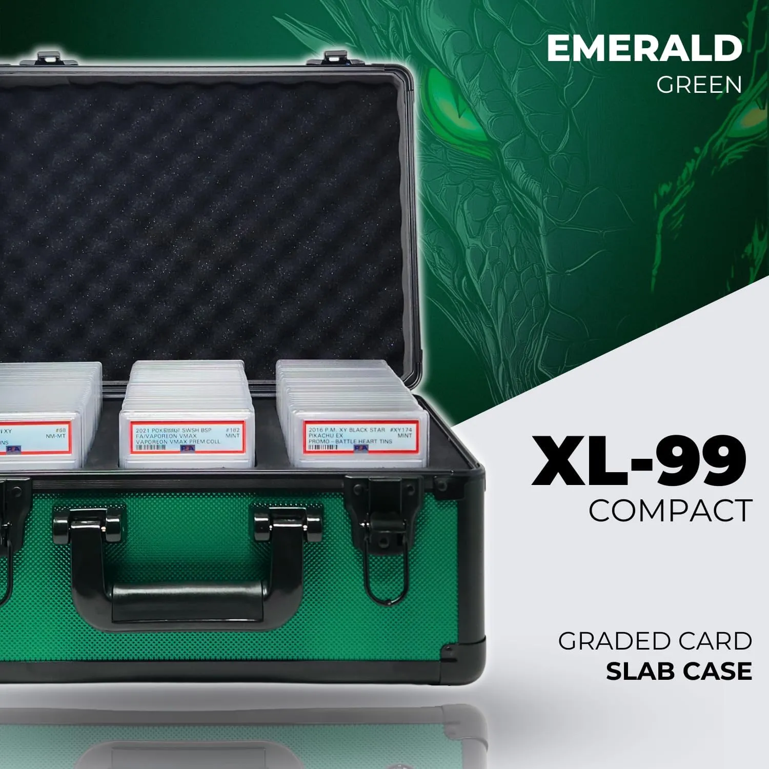 Precision Metal Slab Case – Holds 99 Graded Sports and Trading Cards – Durable Aluminum Storage Box for PSA, BGS, CGC Slabs – XL-99 Green