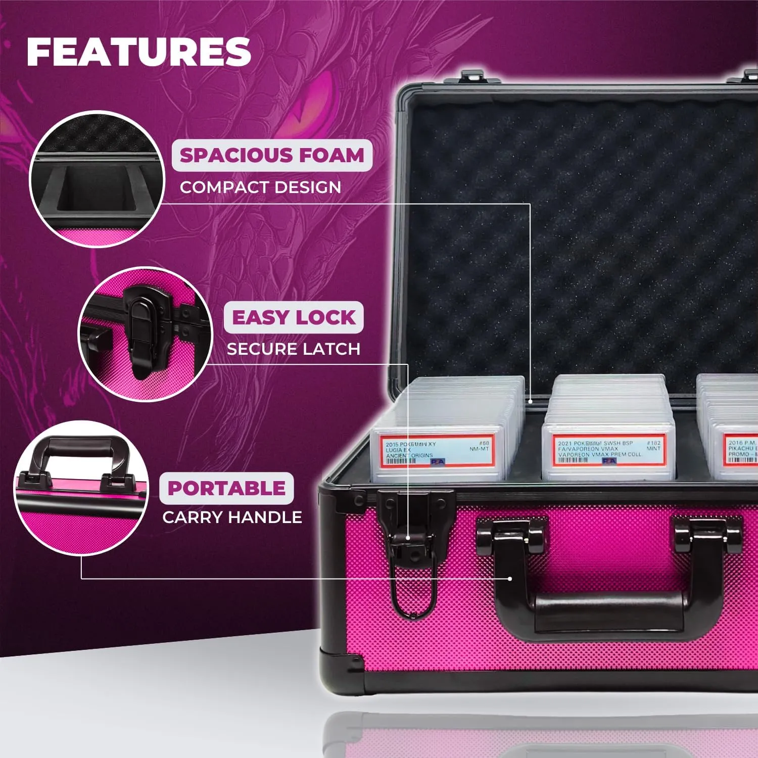 Precision Metal Slab Case – Holds 99 Graded Sports and Trading Cards – Durable Aluminum Storage Box for PSA, BGS, CGC Slabs – XL-99 Pink