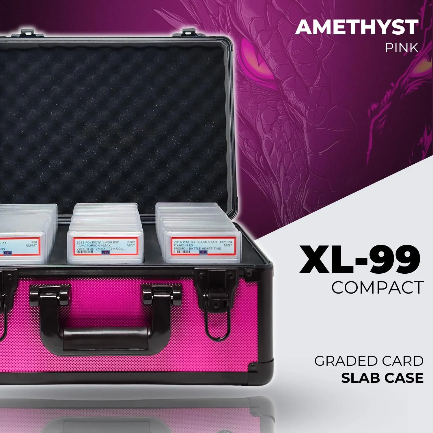Precision Metal Slab Case – Holds 99 Graded Sports and Trading Cards – Durable Aluminum Storage Box for PSA, BGS, CGC Slabs – XL-99 Pink
