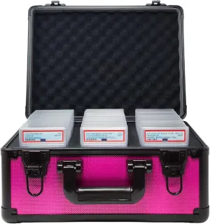 Precision Metal Slab Case – Holds 99 Graded Sports and Trading Cards – Durable Aluminum Storage Box for PSA, BGS, CGC Slabs – XL-99 Pink