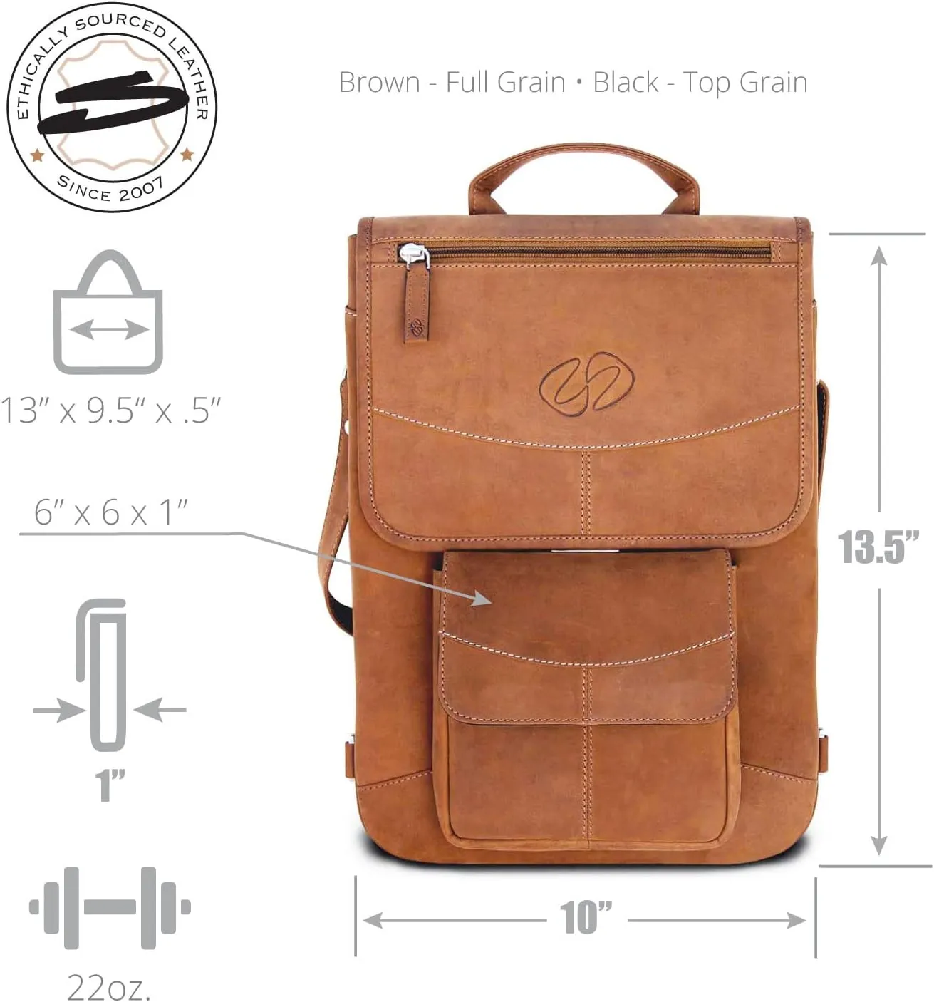 Premium Leather Crossbody Bag, Backpack for 13 MacBook Air, Pro | Protective Case for Apple Laptop VN