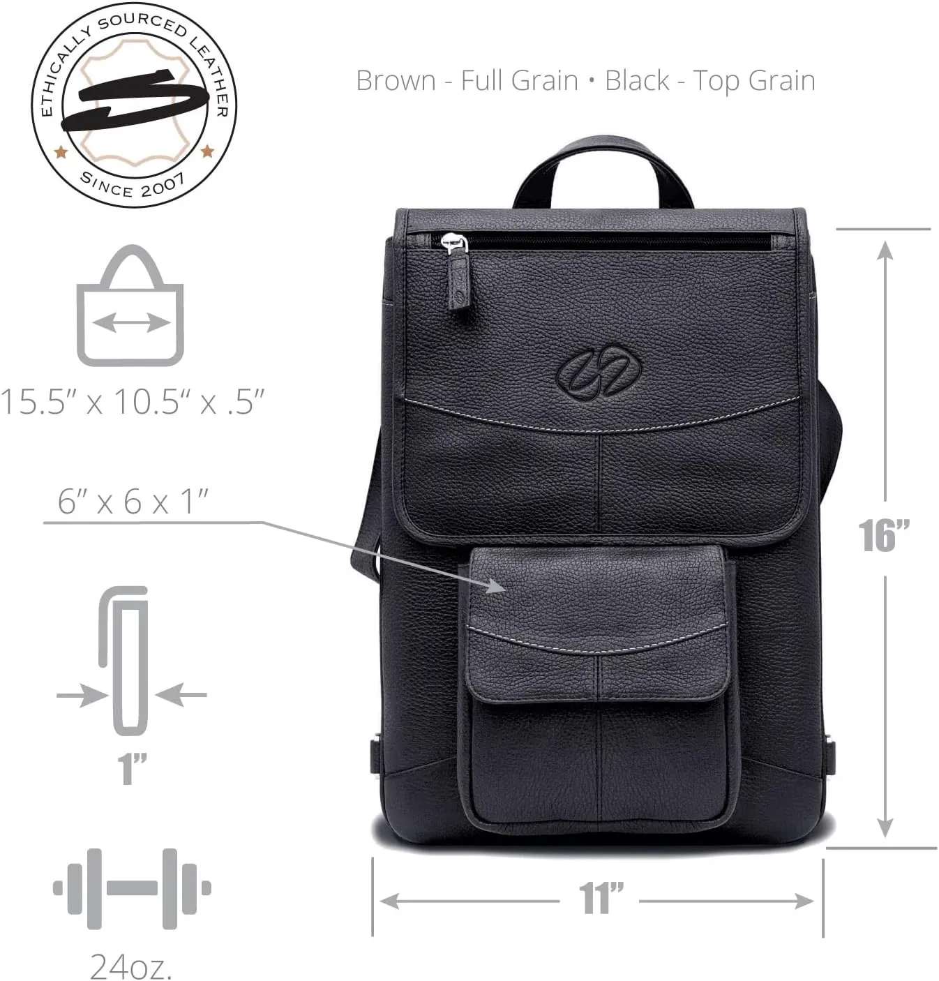 Premium Leather Crossbody Bag, Backpack for 16 MacBook Pro | Protective Carry Case for Apple Laptop BK