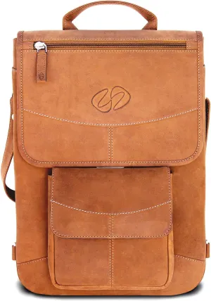 Premium Leather Shoulder Bag for 16 MacBook Pro | Protective Laptop Case with Strap and Handle
