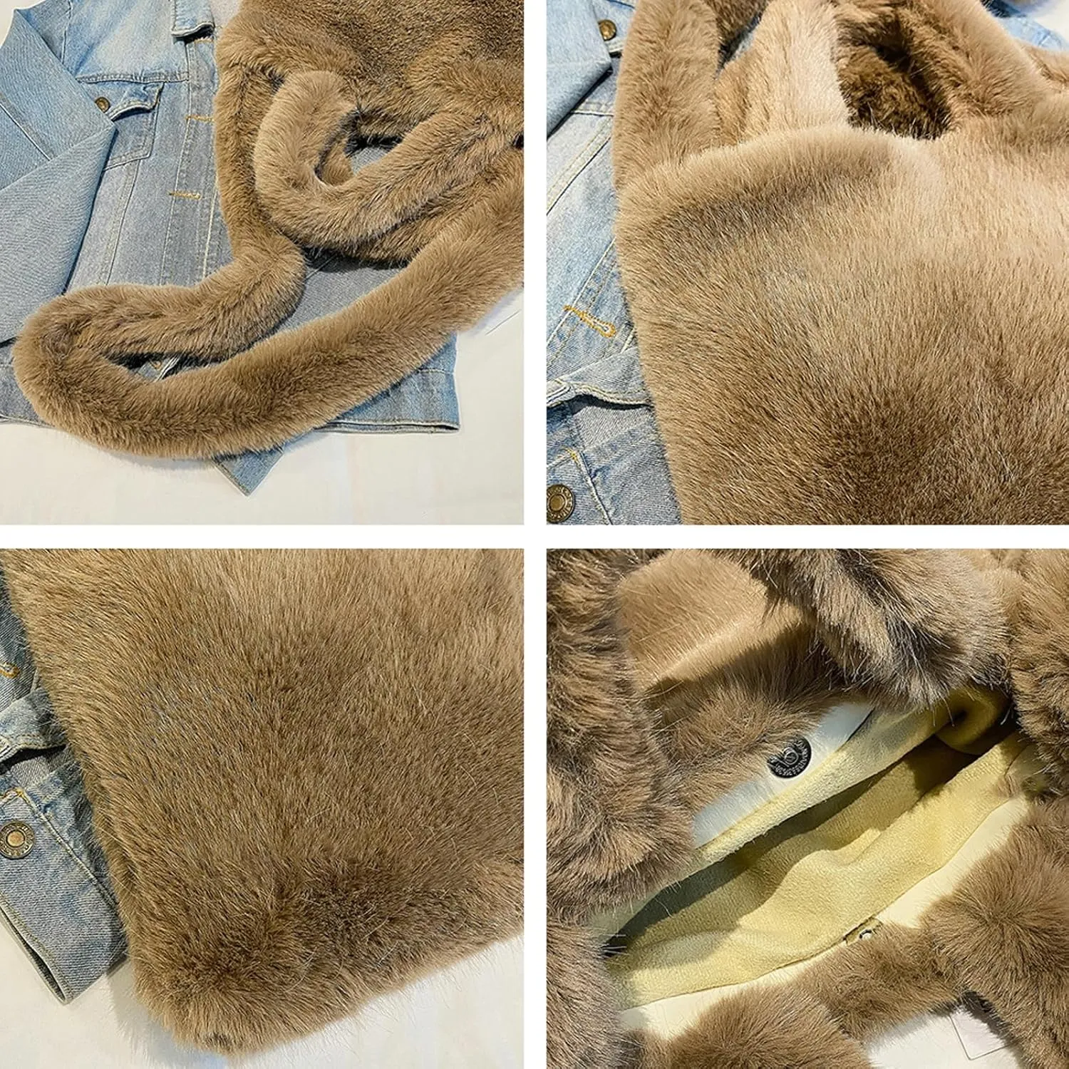 Premium Plush Teddy Tote Bag Women 2024 Fall Winter Large Capacity Lamb Wool Shoulder Handbag Cozy Fuzzy Tote Bag