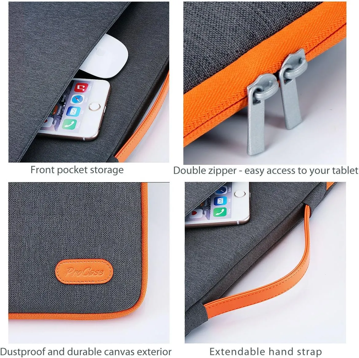ProCase Laptop Sleeve Case, 13 inch Laptop Bag Compatible with MacBook HP Dell Lenovo ASUS Chromebook -Dark Grey