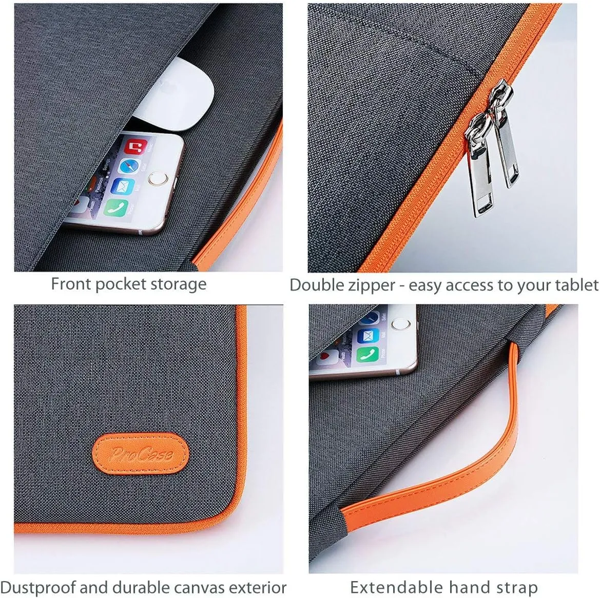 ProCase Laptop Sleeve Case, 13 inch Laptop Bag Compatible with MacBook HP Dell Lenovo ASUS Chromebook -Dark Grey