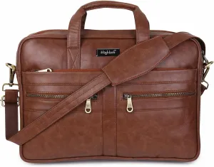 Professional, Business & Casual Faux Leather Messenger Laptop Bag | Detachable Shoulder Strap | Magnetic Closure & Trolley Sleeve | Office Bag with Sturdy Handle Compatible with Upto 16 Inch