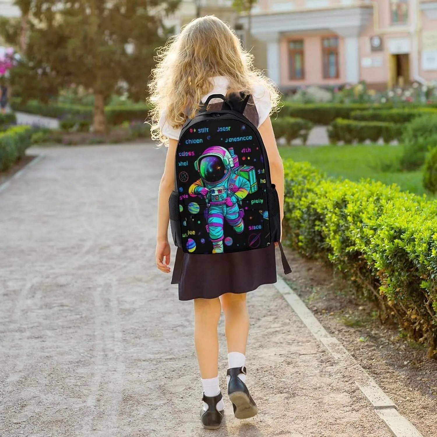 Psychedelic Space Astronaut Outer Space Chemical Formula Art Daypack Lightweight Multipurpose Anti-Theft Shoulder Bag Large Capacity Laptop Book Bag Rucksack With Adjustable Shoulder Straps