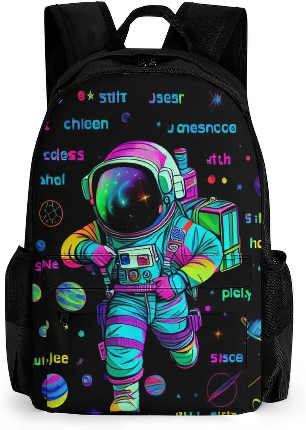 Psychedelic Space Astronaut Outer Space Chemical Formula Art Daypack Lightweight Multipurpose Anti-Theft Shoulder Bag Large Capacity Laptop Book Bag Rucksack With Adjustable Shoulder Straps