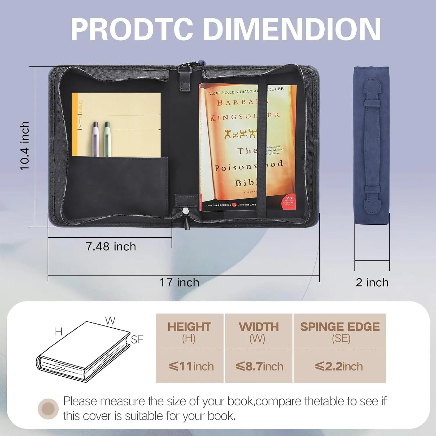 PU Leather Bible Cover Case for Men and Women - Large Waterproof Protective Case With Handle, Carrier Tote Bag With Christian Accessories Gifts (Dark Blue 3#, M)