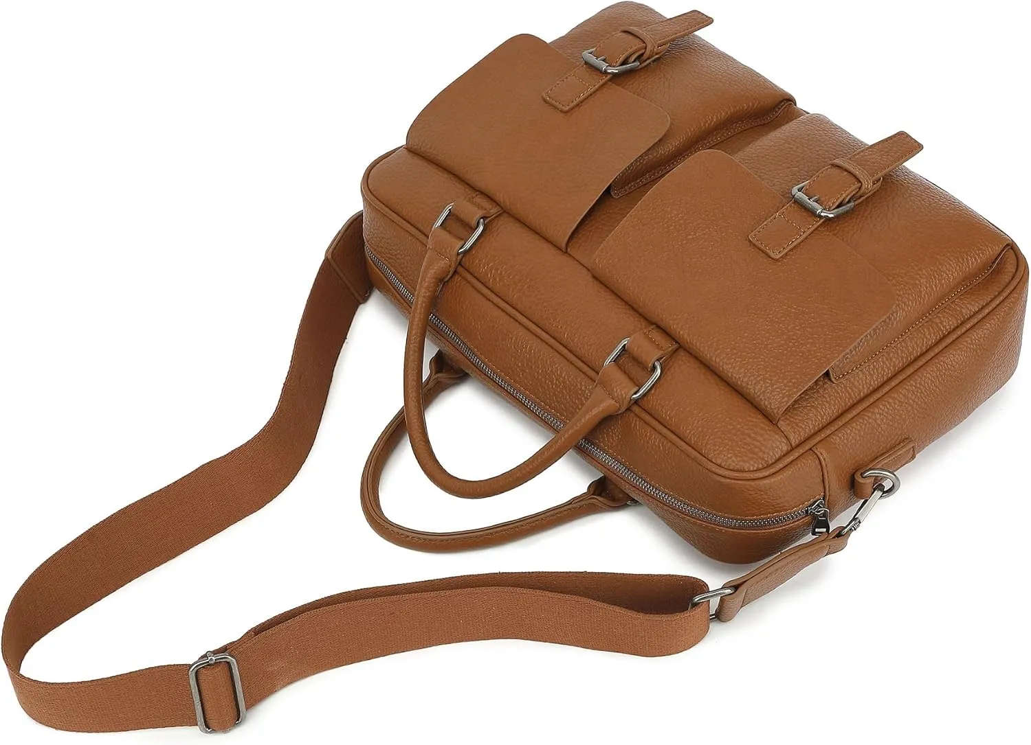 PU Leather Laptop Briefcase, Multi-Functional, Water Repellent, For 15.6 inch Laptops (Coffee PU)