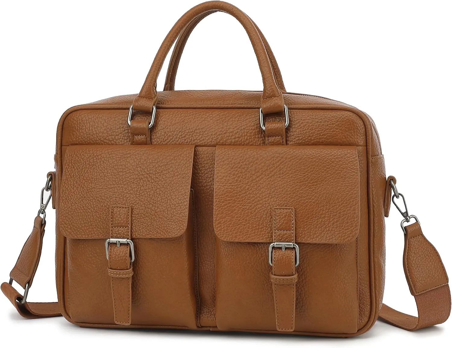 PU Leather Laptop Briefcase, Multi-Functional, Water Repellent, For 15.6 inch Laptops (Coffee PU)
