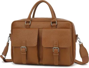 PU Leather Laptop Briefcase, Multi-Functional, Water Repellent, For 15.6 inch Laptops (Coffee PU)