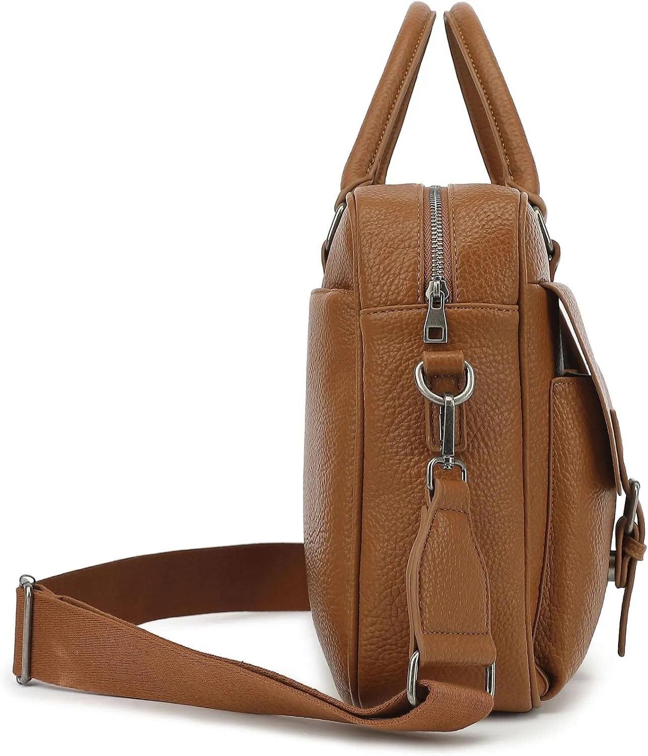 PU Leather Laptop Briefcase, Multi-Functional, Water Repellent, For 15.6 inch Laptops (Coffee PU)