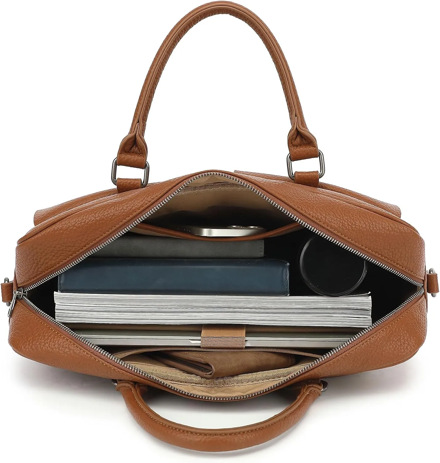 PU Leather Laptop Briefcase, Multi-Functional, Water Repellent, For 15.6 inch Laptops (Coffee PU)