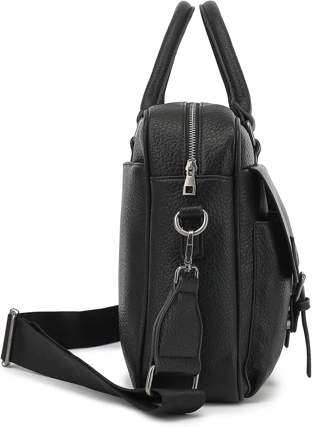 PU Leather Laptop Briefcase, Water Repellent, Multi-Functional, Laptop Shoulder Bag For laptop up to 15.6 inch (Black PU)